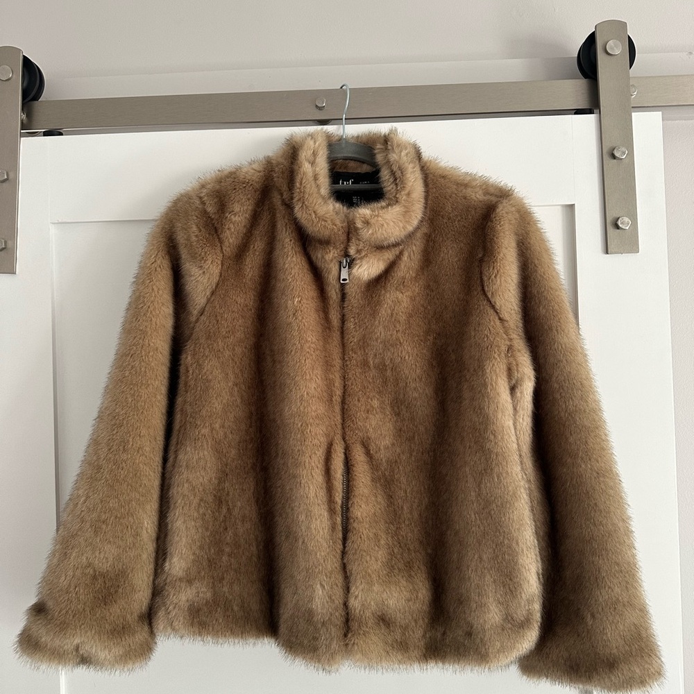 Faux Fur Jacket in Tan